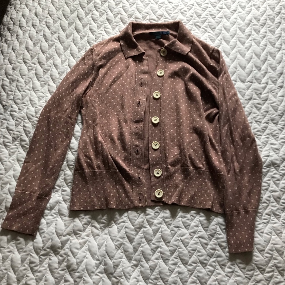 Adorable Boden Dusty Pink Polka-Dot Cardigan